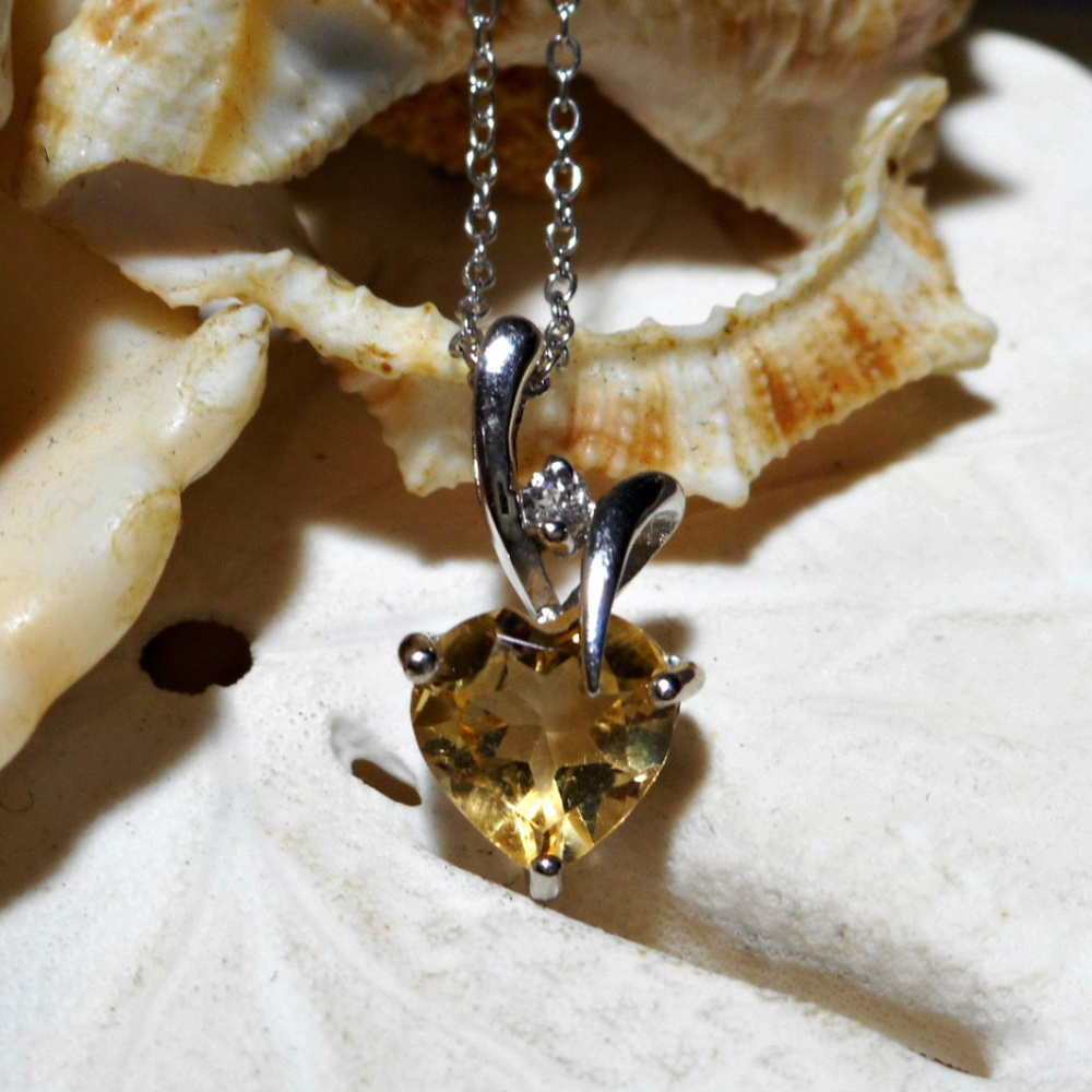 Sterling Silver Citrine and White Topaz Necklace